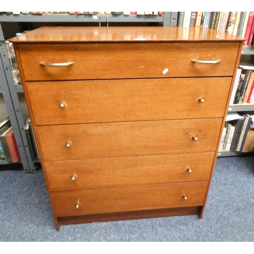 5424 - AUSTINSUITE TEAK CHEST OF 5 DRAWERS, 96.5CM TALL X 81.5CM WIDE