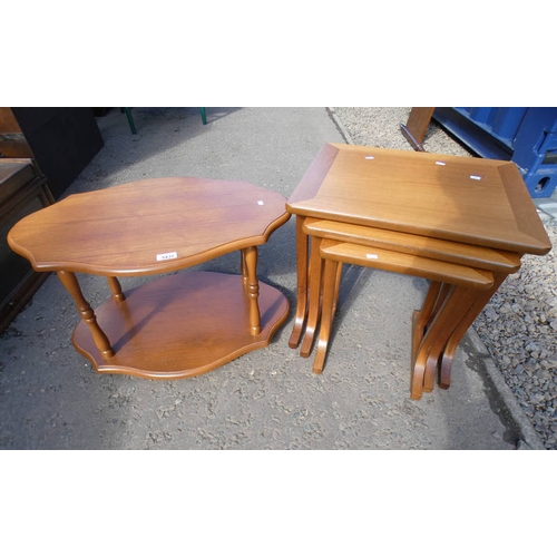 5431 - NEST OF 3 NATHAN TEAK TABLES & 2 TIER COFFEE TABLE