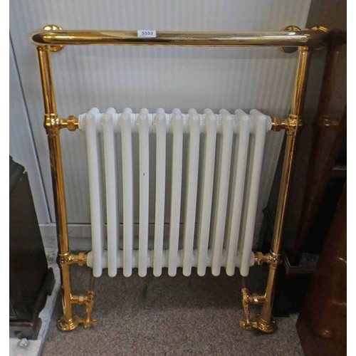 5553 - EARLY 20TH CENTURY STYLE RADIATOR WITH BRASS TOWEL RAIL. LABELLED HERITAGE.    - SOLD PLUS VAT