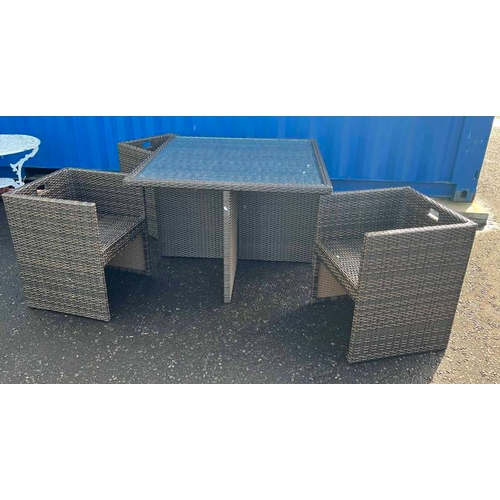 6000 - RATTAN SQUARE TABLE AND 4 CHAIRS