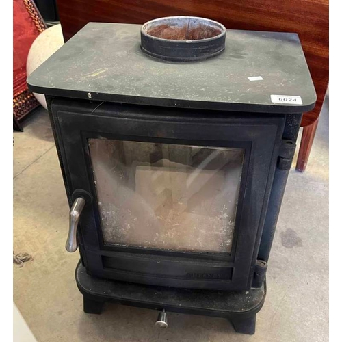 6024 - CHESNEY'S SINGLE DOOR WOOD BURNING STOVE, HEIGHT 54CM X WIDTH 40CM