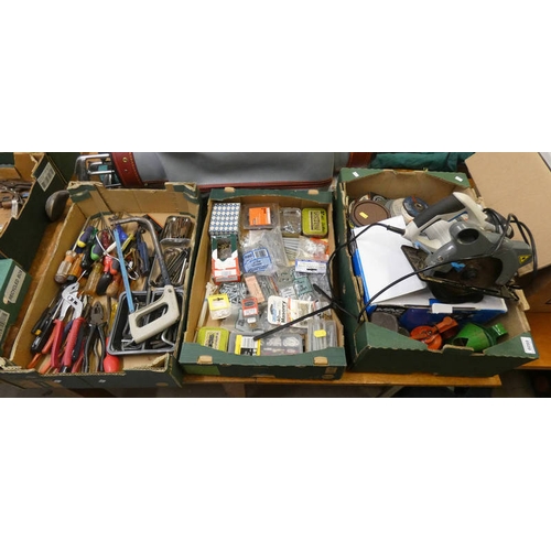 6099 - GOOD SELECTION OF TOOLS AND ACCESSORIES TO INCLUDE MACALLISTER MSC1200 1200W CIRCULAR SAW IN BOX, VA... 