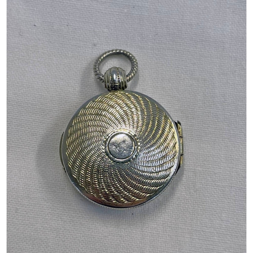 68 - GEORGIAN SILVER CIRCULAR PENDANT VINAIGRETTE WITH SWIRLED DECORATION BY CORFIELD & CO, BIRMINGHAM 18... 