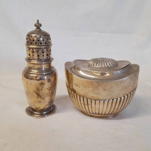 719 - SILVER SUGAR CASTOR & SILVER SUGAR BOWL WITH HINGED LID - 280G