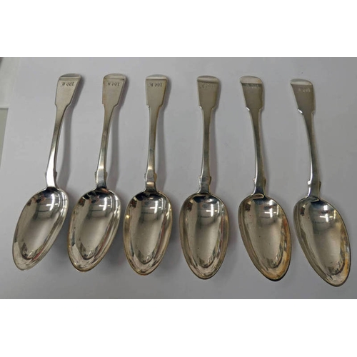 88 - SET OF 6 SCOTTISH GEORGIAN SILVER FIDDLE PATTERN TABLESPOONS BY JAMES MCKAY EDINBURGH 1829 - 435G