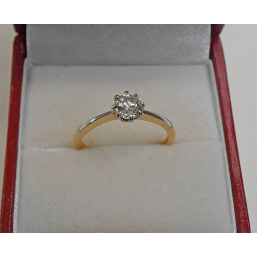 95 - 18CT GOLD DIAMOND SOLITAIRE RING, APPROX. 0.5 CARATS