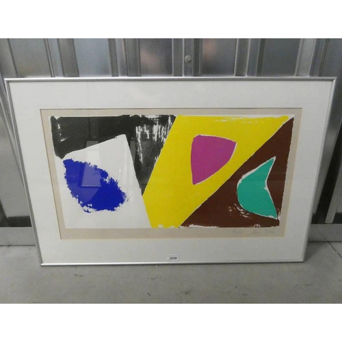 1029 - FRAMED ARTISTS PROOF OF AN ABSTRACT SCENE, MONOGRAMMED J.M. 94. 69 CM X 69 CM