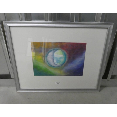 1049 - SARAH SCHOFIELD 'TRAIKA MOON' SIGNED FRAMED PASTEL 26 CM X 38 CM