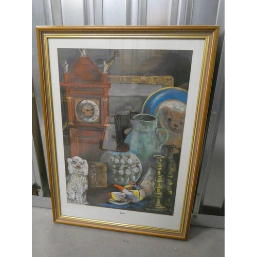 1054 - A MACADAM 'THE ANTIQUES COLLECTOR' SIGNED FRAMED PASTEL 71 CM X 51 CM