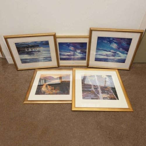 1082 - JAMES S DAVIS, 5 FRAMED PICTURES INCLUDING ; 'GLORIOUS SKY - THE CLYDE', 'THE LOVE TREE - TUSCANY' E... 