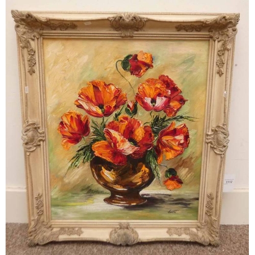 1112 - GOOTE  TULIPS IN VASE SIGNED   GILT FRAMED OIL PAINTING 59 X 49 CM