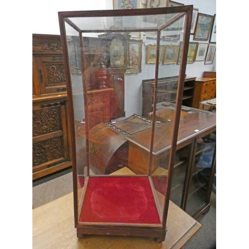 27 - PINE FRAMED CENTRE DISPLAY CASE WITH 4 GLAZED PANELS