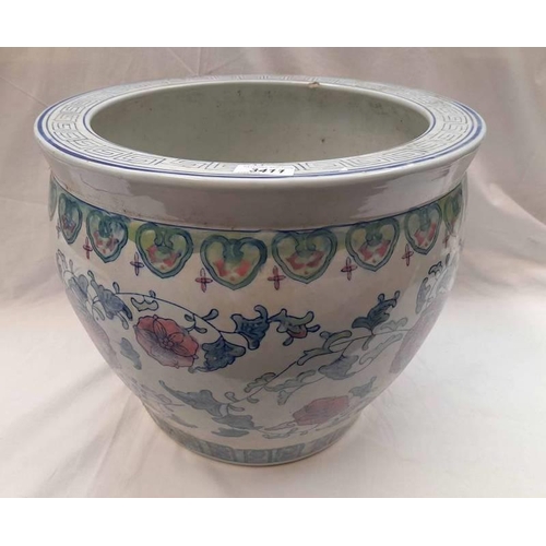 3411 - LARGE CHINESE PORCELAIN FLOWER POT