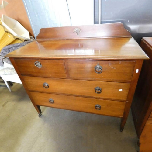 42 - MAHOGANY CHEST OF 2 SHORT OVER 2 LONG DRAWERS ON SQUARE TAPERED SUPPORTS, 85CM TALL X 106CM WIDE