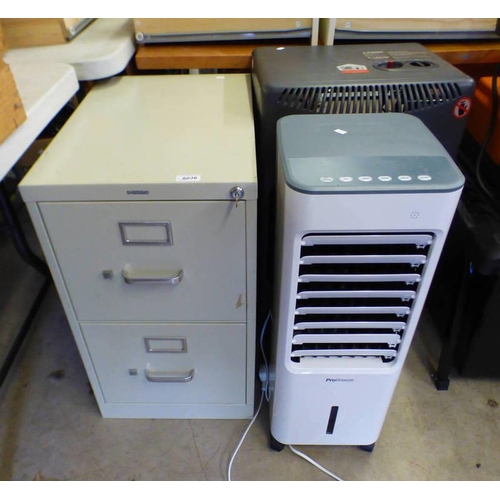 6036 - METAL FILING CHEST, GAS HEATER & PRO BREEZE AIR COOLER