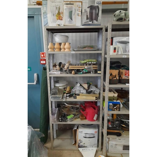 6051 - GOOD SELECTION OF KITCHENALIA TO INCLUDE KNIFE SETS, KETTLES ETC.OVER 6 SHELVES