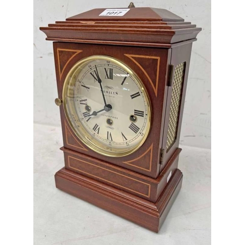 1148 - SEWILLS LIVERPOOL INLAID MAHOGANY MANTLE CLOCK