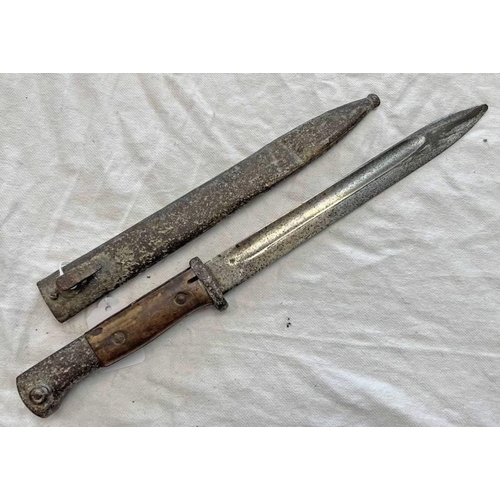 1258 - GERMAN 1884/98 SECOND PATTERN BAYONET WITH 24.4CM LONG BLADE WITH ITS STEEL SCABBARD