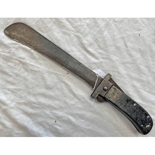 1264 - WW2 ERA CAMILLUS US AIRFORCE STYLE FOLDING SWIVEL MACHETE 25CM LONG BLADE MARKED CAMILLUS WITH CHARA... 