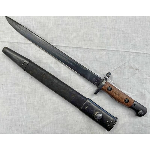 1288 - INDIAN SMLE BAYONET NO 1 MKII, 30.4CM LONG BLADE STAMPED NWR43 (NORTH WEST RAILWAYS) WITH STEEL MOUN... 