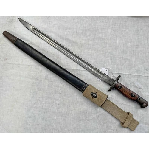 1291 - WW1 BRITISH 1907 SMLE BAYONET WITH 43CM LONG BLADE STAMPED WITH CROWNED GR, 1907 ISSUE MARK FOR AUGU... 