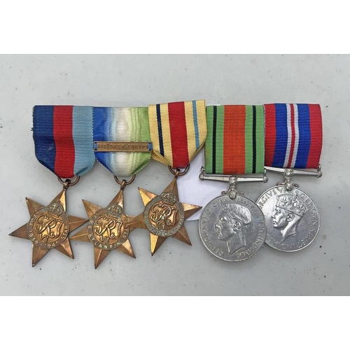 1322 - WW2 BRITISH MEDALS MOUNTED FOR WEAR WITH AIR CREW EUROPE BAR