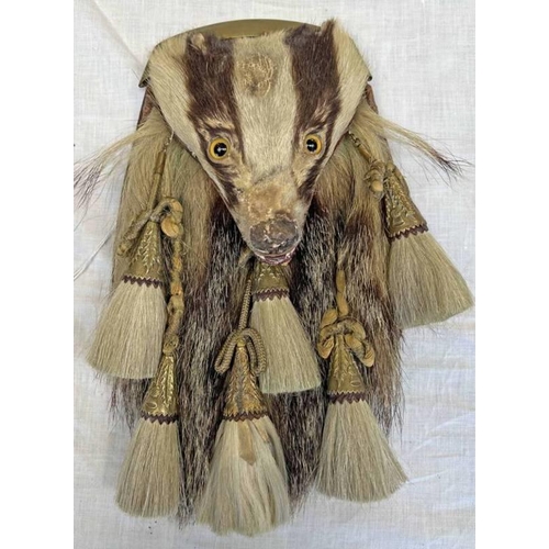 1342 - VICTORIAN OFFICER'S FULL DRESS BADGER HEAD SPORRAN, TO THE ARGYLL & SUTHERLAND HIGHLANDERS, 6 WHITE ... 