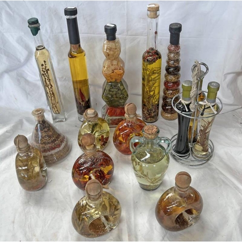 1410 - 16 BOTTLES CONTAINING PRESERVED FOLIAGE, SPICES, ETC IN 1 BOX