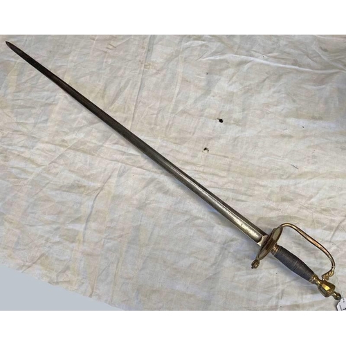 1414 - 1796 PATTERN INFANTRY OFFICER'S SWORD WITH 80.4CM LONG SINGLE EDGE BLACK, CHARACTERISTIC GILT HILT W... 