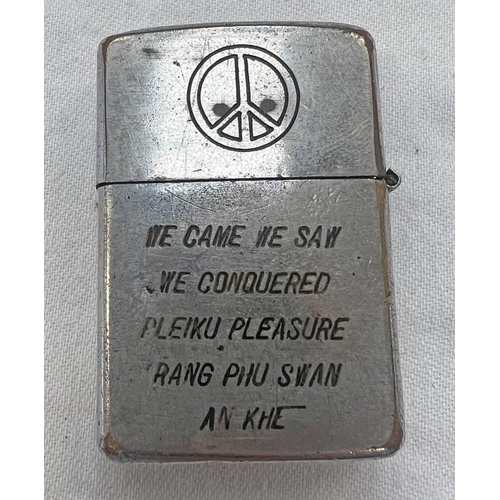 1550 - VIETNAM ZIPPO, ONE SIDE MARKED 'VIETNAM 67-68 AN KHE USMC GETTING SHORT' & THE OTHER SIDE 'WE CAME W... 