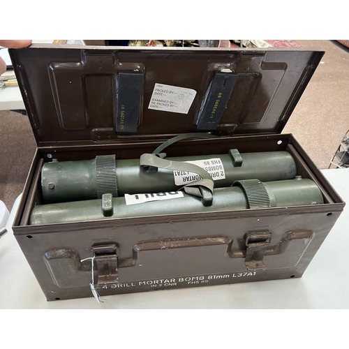 1682 - 4 DRILL MORTAR BOMB 81MM L37A1 METAL BOX AND TUBES