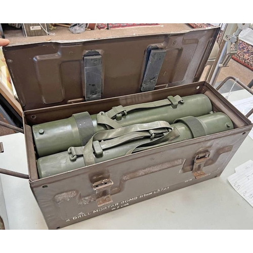 1684 - 4 DRILL MORTAR BOMB 81MM L37A1 METAL BOX AND TUBES