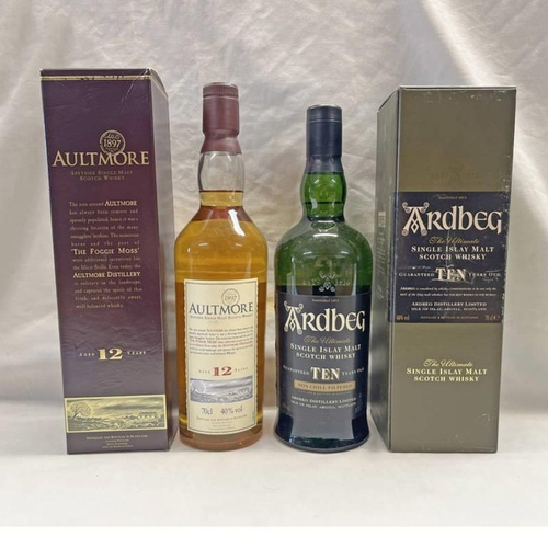 2062 - 2 BOTTLES SINGLE MALT WHISKY : AULTMORE 12 YEAR OLD - 70CL,  40% VOL. BOXED & ARDBEG 10 YEAR OLD - 7... 