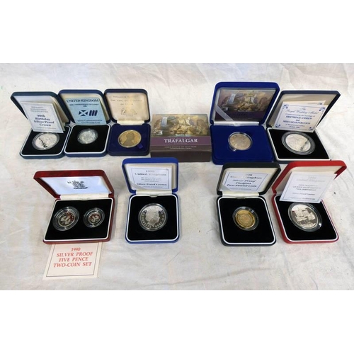 2576 - COLLECTION OF UK SILVER PROOF COINS TO INCLUDE: 1986 COMMONWEALTH GAMES £2; 1990 90TH BIRTHDAY CROWN... 