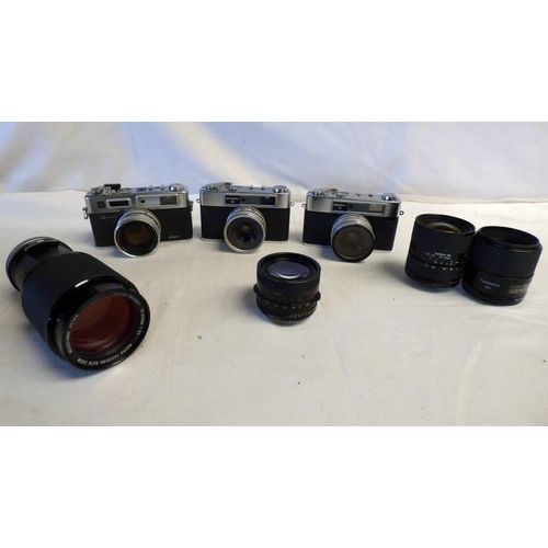 4010 - EIGHT 35 MM SLR CAMERA BODIES INCLUDING NIKON F-801S, MINOLTA DYNAX 300SI, PENTAX ME SUPER,  X2 YASH... 