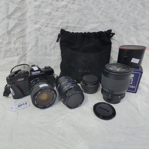 4015 - VIVITAR V6000 CAMERA BODY, VIVITAR 28-70 MM F3.5-4.8 MC CAMERA LENS, SIGMA VL 70-210MM F1.4-5.6 MC 2... 