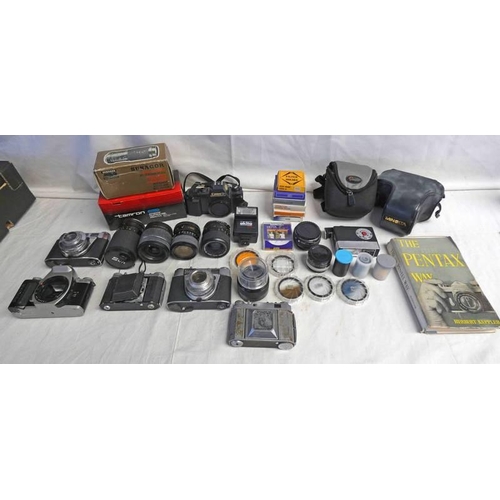 4027 - GOOD SELECTION OF CAMERAS, LENSES ETC TO INCLUDE ; MINOLTA DYNAZ 300 SI CAMERA BODY, MEILKAI EL CAME... 