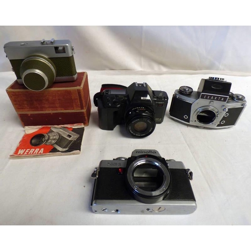 4037 - MINOLTA X01, EXAKTA VX1000, WERRA CAMERA W/BOX TESSER 2.8 LENS, RICOH XR-X W/RICOH RIKENON 1:2 LENS,... 