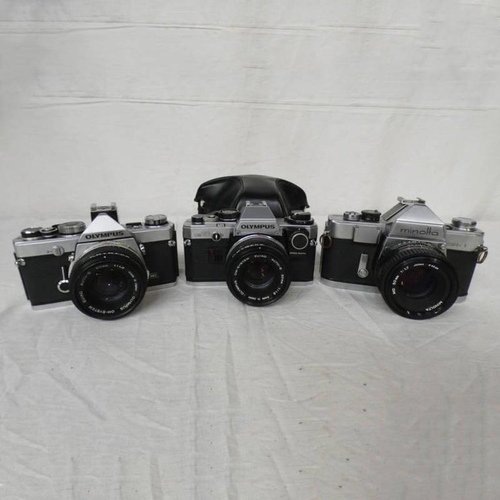 4050 - MINOLTA SR-1 CAMERA BODY WITH MINOLTA MD 50MM F1-1.7 CAMERA LENS, OLYMPUS OM10 CAMERA BODY WITH OLYM... 