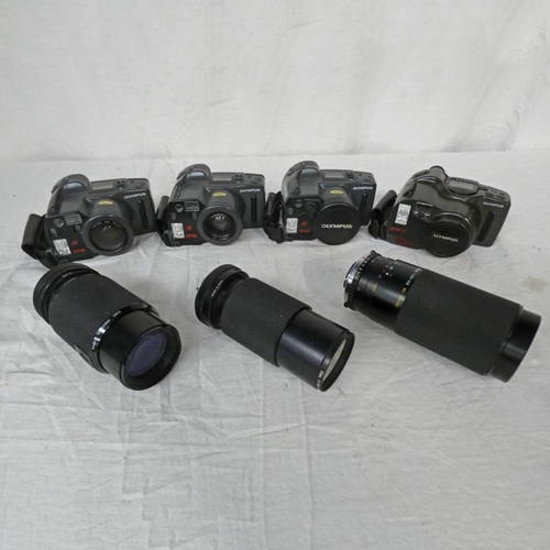 4081 - OLYMPUS INFINITY SUPER ZOOM 300 WITH 38-105MM ZOOM LENS, 2 OLYMPUS AZ-300 SUPER ZOOM CAMERAS WITH 38... 