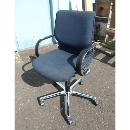 6106 - CHROME & FABRIC OFFICE SWIVEL ARMCHAIR