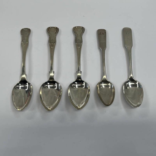 63 - PAIR VICTORIAN SCOTTISH SILVER TEASPOONS, EDINBURGH 1854 & 3 OTHERS  - 90 G