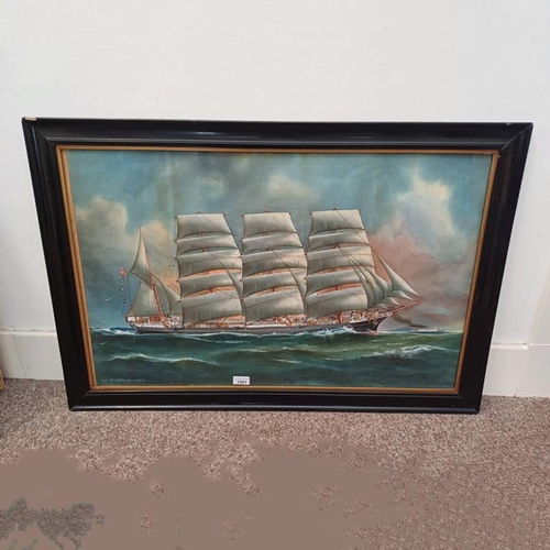 1001 - A V GREGORY THE GARTHPOOL SIGNED FRAMED WATERCOLOUR VARIOUS INFORMATION CONCERNING SHIP TO REAR 53 X... 