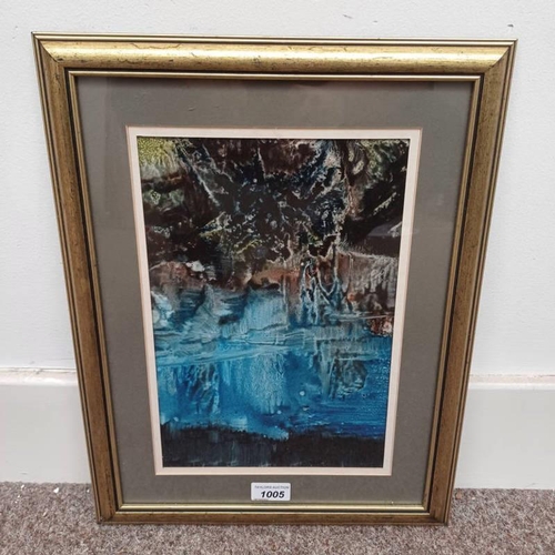 1005 - RALPH A STEPHEN REFLECTIONS LABEL TO REVERSE FRAMED WATERCOLOUR 31 X 21 CM