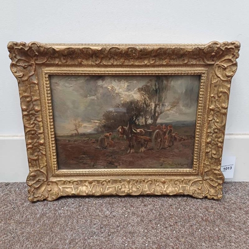 1013 - WILLIAM B LAMOND,  EVENING AT LONGFORGAN SIGNED GILT FRAMED OIL PAINTING 24 X 35 CM