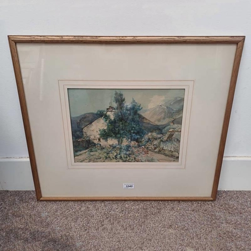 1040 - J DOUGLAS,  TENDING THE GARDEN SIGNED FRAMED WATERCOLOUR 24 X 34 CM