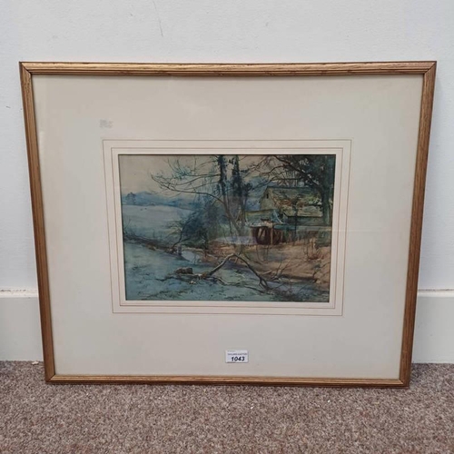 1043 - J DOUGLAS ABANDONED SHED SIGNED FRAMED WATERCOLOUR 25 X 34 CM