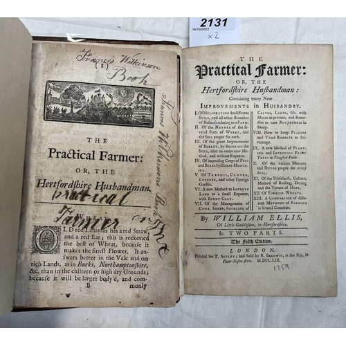 2131 - THE PRACTICAL FARMER: OR, THE HERTFORDSHIRE HUSBANDMAN BY WILLIAM ELLIS, FULLY LEATHER BOUND, 5TH ED... 