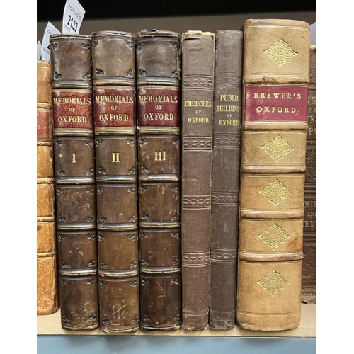 2133 - MEMORIALS OF OXFORD BY JAMES INGRAM, IN 3 HALF LEATHER BOUND VOLUMES - 1837, A TOPOGRAPHICAL AND HIS... 