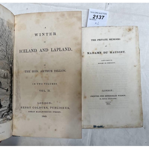 2137 - A WINTER IN ICELAND & LAPLAND BY THE HON. ARTHUR DILLON, VOLUME 2 ONLY, HALF LEATHER BOUND - 1840 & ... 